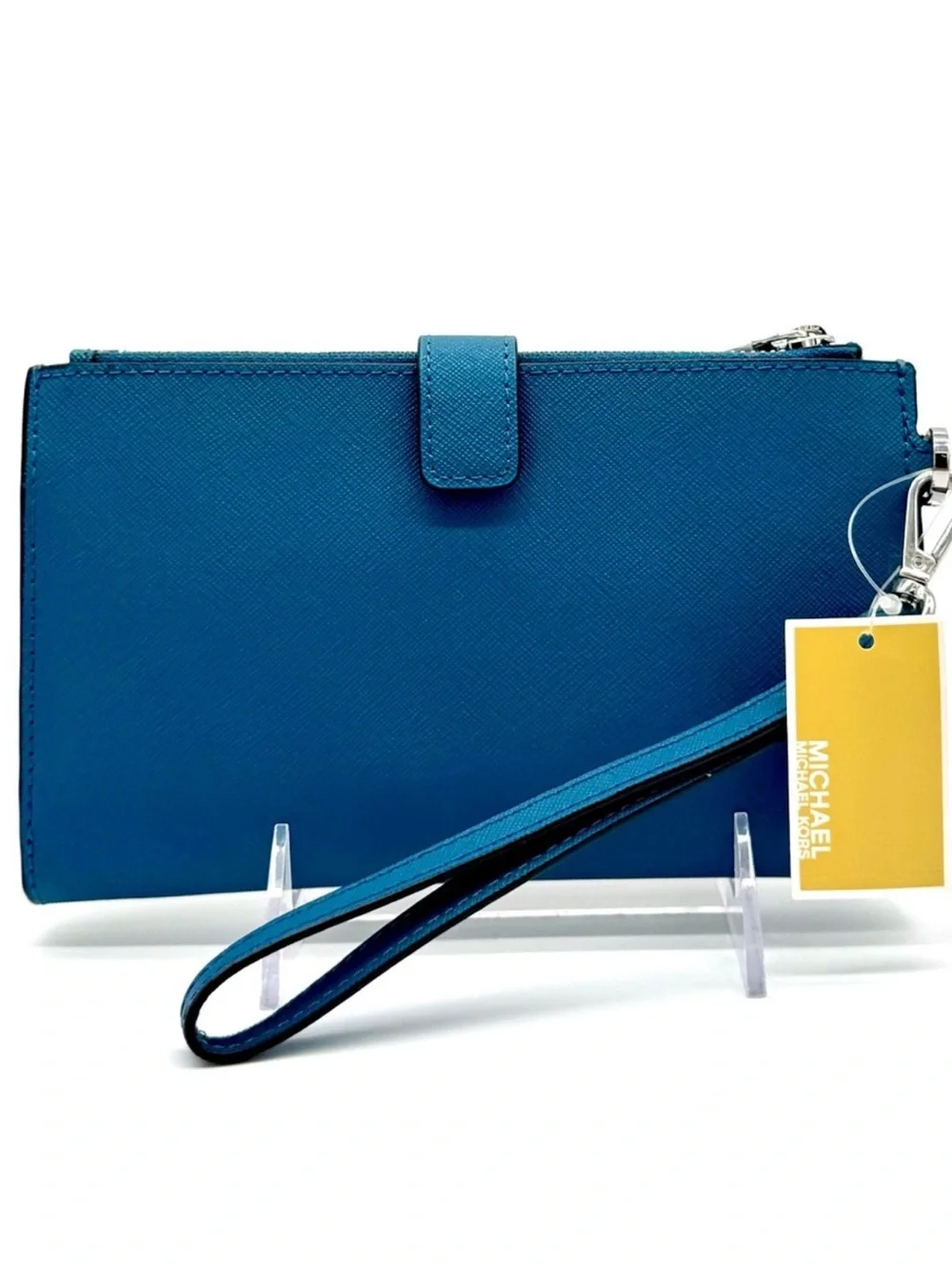 Michael Kors Large Jet Set Travel Logo Double Zip Wallet Teal